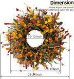 HipTree 24 Inch Fall Wreath for Front Door, Autumn Wreath with Mini Pumpkin - Image 3