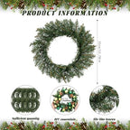 Zeyune 8 Pcs 14" Christmas DIY Green Wreath Artificial Faux Wreath, Fresh - Image 2