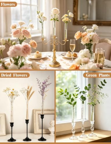 12 Pack 7.9” Acrylic Bud Vase Set for Taper Candlesticks Candles - Image 4