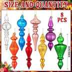 Mifoci 8 Pcs 6 Inch Mercury Glass Finial Christmas Ornaments,Mixed Color - Image 3