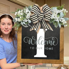 16'' Personalized Last Name Welcome Sign, Door Wreaths for Front Door Outside, Spring Wreath for Front Door Decor, Farmhouse New Home Gifts for Home (I) - Image 4