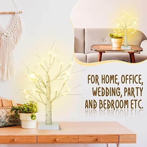 Macarrie 8 Pcs 18 in Lighted Birch Trees Christmas Wedding Decor, White - Image 5