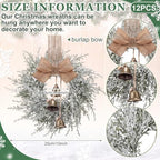 Civaner 12 Pcs 10" Mini Christmas Cabinet Wreaths with Bells and Ribbon - Image 5