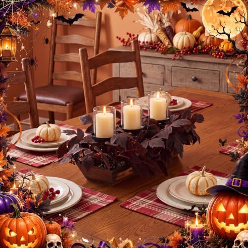 Fall Table Centerpiece Artificial Cimicifuga Leaves Candle Holder - Image 5