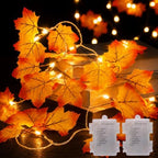 Fall Garland with Lights, Maple Leaf Lights, Fall Decor 29.4FT 80LED, 2Pack by JOHUNT
