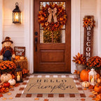 Tinideya 2 Pcs Fall Hello Pumpink Doormat Set for Front Porch Decor by Tinideya