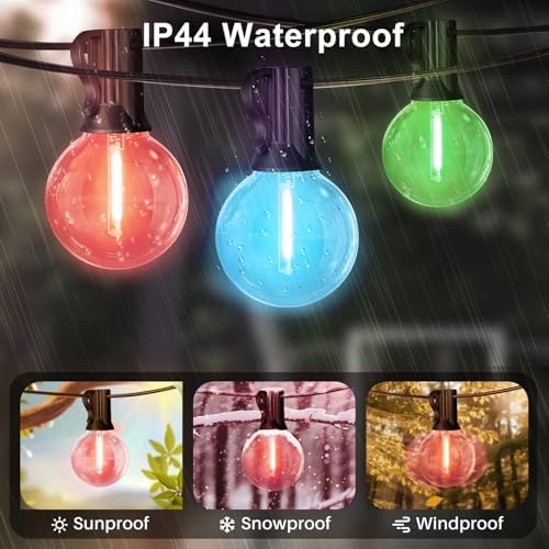 LAMPHOME LED Outdoor String Lights, 4 Pack 26FT Patio Lights with 12+1 Edison Shatterproof Bulbs, UL Waterproof Connectable Dimmable Multicolor Outside easterLights for Backyard Porch Easter Decor - Image 6