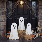 Vercraft 3 Pcs Halloween Outdoor Decorations Ghost Wooden Porch Signs Halloween Yard Decor Welcome Front Door Standing Sign Farmhouse Standing Block for Home Outdoor Display, 15.7, 19.7, 23.6'' - Image 6