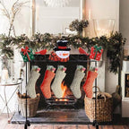 YEAHOME Christmas Stocking Holder Stand, Metal Freestanding Stocking Stand with Snowman Red Bird Xmas Gifts Box, 5 Hooks Stocking Hanger for Christmas Decorations Indoor Home Living Room Fireplace - Image 5
