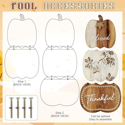 Vercraft 35'' Fall Porch Sign Outdoor Standing Pumpkin Decoration, Boho - Image 4