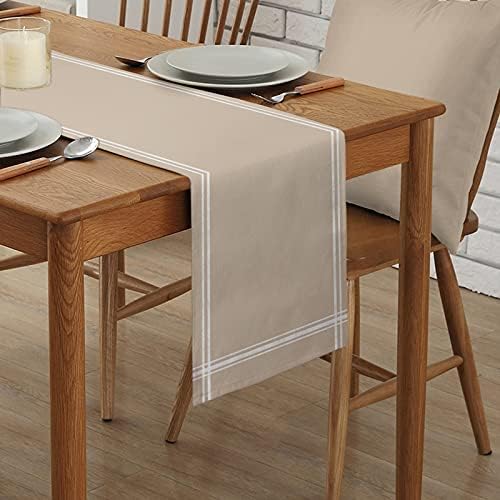 Smile Sunflower Light Khaki Table Runner, Burlap Table Runners 120 inches Long,Farmhouse Style Solid Color Table Runner for Wedding Holiday Party Dinner,Dresser Scarf Decor - Image 2