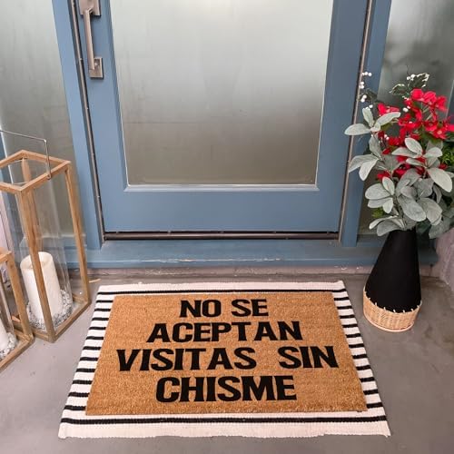 Funny Coir Doormat No Se Aceptan Visitas Sin Chisme Welcome Front Porch Decor for The Entrance Way Personalized Rugs With Heavy-Duty PVC Backing Non Slip Outdoor 23.6 x 15.7 Inch - Image 2