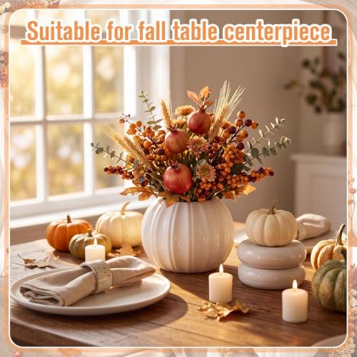 White 6 Pack Plastic Pumpkin Vase 5.12 x 3.94 in Artificial Fall Flower Pot with Foam Pumpkin Planter for Artificial Flower Floral Arrangement Home Party Harvest Thanksgiving Autumn Table - Image 4