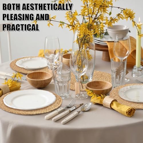 Kochorie Set of 36 Round Woven Placemats 13.5-Inch Natural Water Hyacinth Plant Placemats Hand-Woven Boho Rattan Placemat Wicker Weave Table Mats for Home Table Farmhouse - Image 4