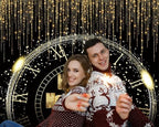 Happy New Year Backdrop 10x8ft New Years Eve Party Supplies Decor Gold Glitter 2026 Countdown Clock Background New Year Banner Family Portraits Decorations Christmas Photo Backdrop - Image 3