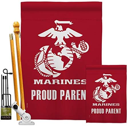 Proud Marine Parent Garden House Flag - Kit Armed Forces Corps USMC Semper Fi United State American Military Veteran Retire Official - Banner Small Yard Gift Double-Sided Made in USA 28 X 40 by Unknown