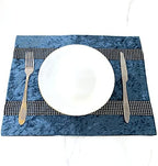 HeMiaor Placemats Blue Set of 4 Velvet with Shining Bling Sequins for Christmas Wedding Thanksgiving Day Dinner Table Decoration(12x16-inches) - Image 3