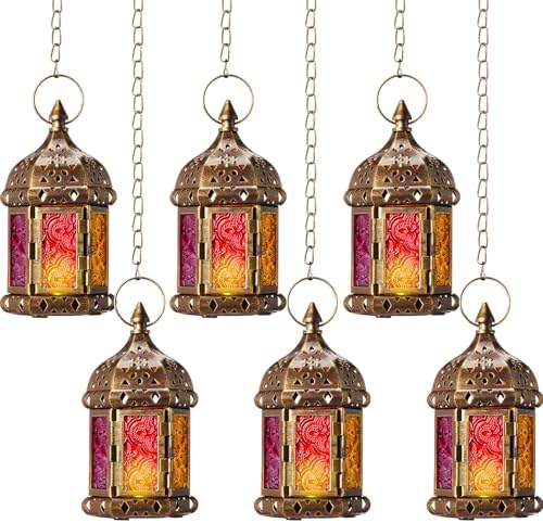 Retisee 6 Pcs Moroccan Lantern Metal Candle Holder Hanging Vintage by Retisee