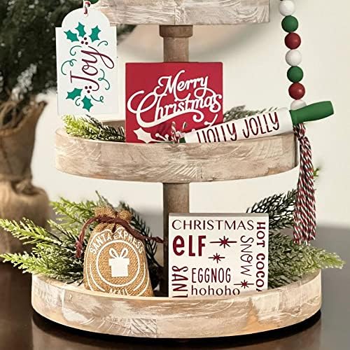 6 Pcs Christmas Themed Tiered Tray Decor Set, Christmas Themed Decor Bundle For Tier Tray, Christmas Tiered Tray Decorations, Seasonal Tier Tray Decor - Image 4