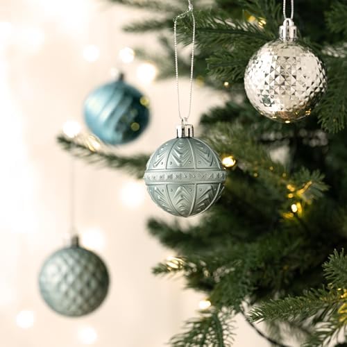 Valery Madelyn 100ct Christmas Tree Decorations Ball Ornament Set, Light Blue Silver Shatterproof Hanging Ornaments Bulk for Xmas Holiday Party Decor - Image 6