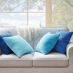 Topfinel Decorative Throw Pillow Covers Cushion Cases, Set of 4 Soft Velvet Modern Double-Sided Designs, Mix and Match for Home Decor, Pillow Inserts Not Included (24x24 inch, Blue) - Image 2