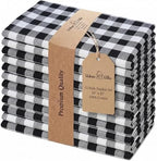 Urban Villa Cloth Napkins Cotton 20x20 (Set of 12) Black Cheks by CottonTrends