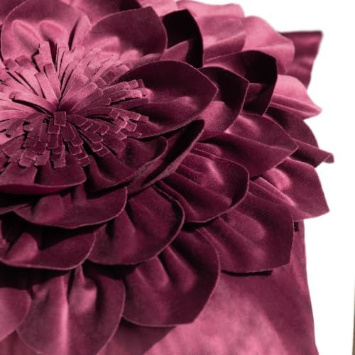 OiseauVoler Decorative 3D Flower Throw Pillow Covers 18x18 Inch Wine Red - Image 6