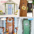 Geelin 12 Pcs Easter Seasonal Sign 12 Inch Hello Spring Door Decoration Rabbit Wood Wreath Holiday Wall Hanging Art for Easter 4th July Summer Outdoor Decor - Image 4