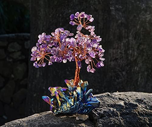 Crocon® Amethyst Crystals Tree with Rainbow Titanium Cluster Base Tree - Image 5
