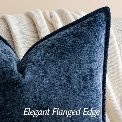 a moment Throw Pillow Covers 22X22 Inch 4 Packs,Soft Velvet Decorative Pillow Cases with 3D Ice Flower,Texture Modern Accent Cushion Covers for Sofa Couch Home Decor Navy Blue - Image 3