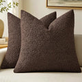 MIULEE 22x22 Decorative Euro Sham Boucle Couch Pillow Covers Cocoa Brown by MIULEE