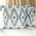 Set of 2 Cotton Woven Boho Throw Pillow Covers, Tufted Decorative Square Pillowcases Covers with Tassels for Couch Sofa Bed, Living Room Sofa, Farmhouse, 20x20 Inch Blue(2 pcs) by MARSAULE