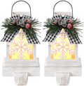Therwen 2 Pcs Christmas Stocking Holders Lantern, LED, Snowflakes, White by Therwen