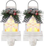 Therwen 2 Pcs Christmas Stocking Holders Lantern, LED, Snowflakes, White by Therwen