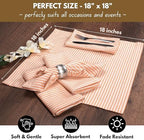 Native Fab Cloth Napkins 18x18 inches, 100% Cotton Vintage Stripped Dinner Napkins, Set of 12, Soft Breathable Absorbent, Machine Washable Cloth Napkins, Orange Beige - Image 3