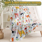 Cartoon Cow Fleece Blanket - Lightweight Soft Cozy Gifts Throw for Animal Lovers, Kids,Women,Cute Cattle Blankets,Cheerful Whimsical Design,Home Room Modern Farmhouse Decor 50x60in - Image 2