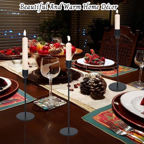18 Pcs Black Candle Holders Set, Vintage Taper & Pillar Candle Sticks for Wedding, Dining Table, Fireplace Mantel, Elegant Home Decor, Housewarming Gift, Festive Centerpiece - Image 7