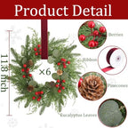 Thewe 6Pcs 12" Christmas Candle Wreaths for Kitchen Cabinet Table Decor - Image 2