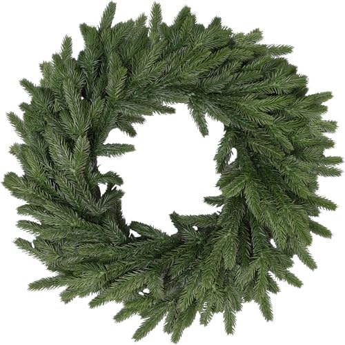 22 Inch Real Touch Christmas Wreath, Natural Droopy,Soft Bendable Faux Cedar Wreath, Christmas Wreaths for Front Door, Winter Wreaths for Front Door, Indoor Christmas Decorations for Home Decor by LZNPAArtificialPlants