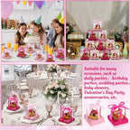 Gerrii 100 Pcs Clear Plastic Individual Cupcake Boxes 3.5" Single Cupcake Containers Transparent Ornament Gift Box with Inserts and Ribbon for Wedding Baby Shower Party Favor(Pink and Hot Pink) - Image 6