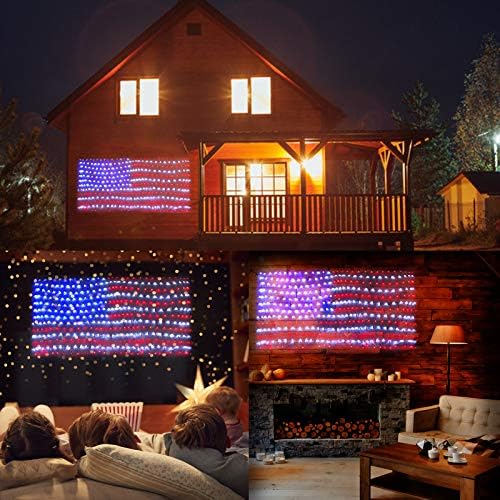 XTF2015 Solar American Flag Lights, 2 in 1 Solar Powered & Plug in - Image 2
