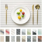 Placemats Set of 12 Vinyl/Plastic Woven Place Mats for Kitchen Table Indoor/Outdoor Washable Placemat Wipeable Dining Table Mats (White Stripes,12) by Unknown