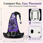 Halloween Snow Globe Lighted Witch Hat Decor Purple LED Glitter Water Globe - Image 3