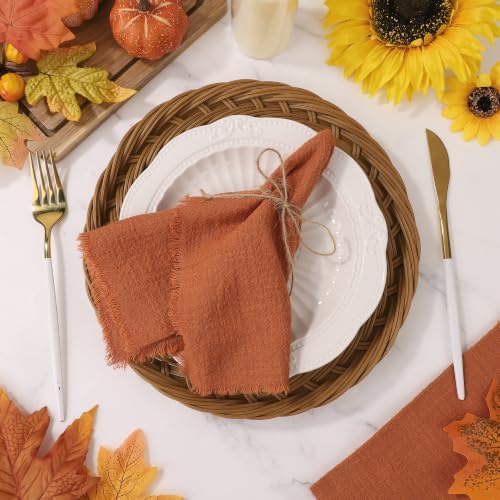 TURSTIN 24 Pieces Thanksgiving Cotton Linen Cloth Napkin Handmade Cloth - Image 4