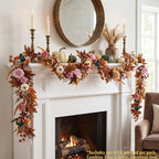 Montekin 6ft Fall Garland with Maple Leaves & White Pumpkins - Image 2