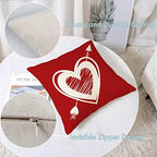 YeeJu Happy Valentines Day Pillow Covers 24x24 Set of 4 Wedding Anniversary Throw Pillow Covers Red Love Heart Cushion Covers Pillow Cases for Outdoor Couch Sofa Decoration(24 Inch) - Image 2