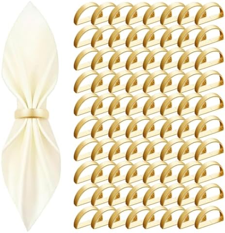 80 Pcs Gold Napkin Rings - Metal Napkin Ring(Semicircle) by Unknown