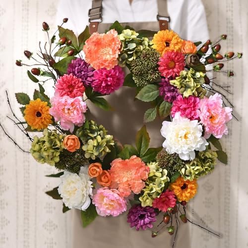 Spring Wreaths for Front Door, 22 Inch Spring Front Door Wreath - Image 2