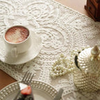 Table Runner Embroidered Farmhouse Dresser Scarf, Beige 14"x75" - Image 5