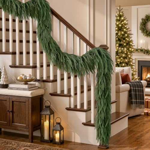 Alupssuc 9FT Christmas Garland, Artificial Real Touch Norfolk Pine Garland - Image 5